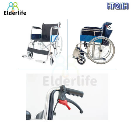 รถเข็นวีลแชร์  ELDERLIFE รุ่น HT-211H ล้อใหญ่ เหล็กชุปโครเมี่ยม_5